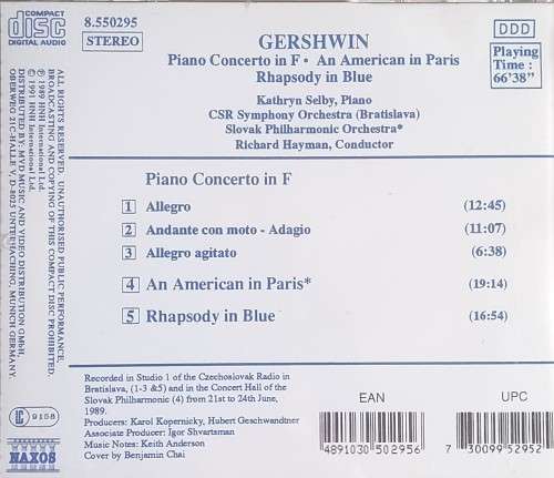 Gerswhin: Rhapsody in Blue, Piano Concerto, American in Paris