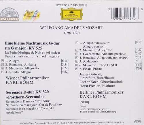 Mozart: Posthorn Serenade & Eine Kleine Nachtmusik (Bohm)