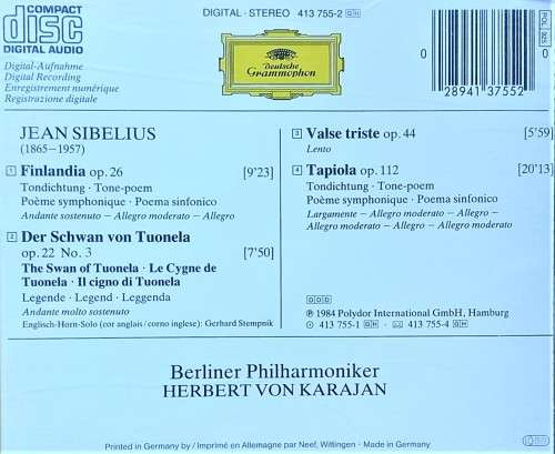 Sibelius: Tapiola, Finlandia etc. (Karajan)