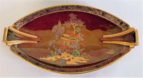 Carlton Ware `Rouge Royale` Chinoiserie Boat Dish