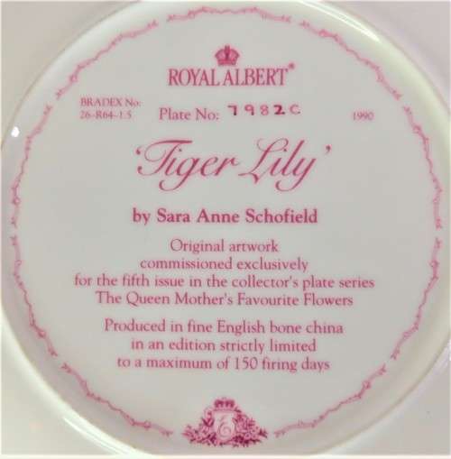 LE Royal Albert `Tiger Lily` Display Plate