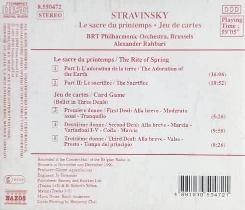 Stravinsky: Rite of Spring & Card Game (Rahbari)