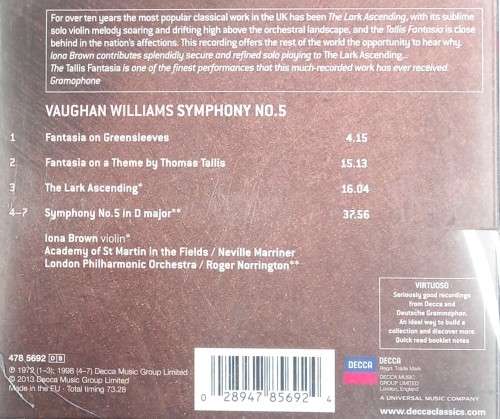 Vaughan Williams: Symphony no. 5 etc. (Norrington)
