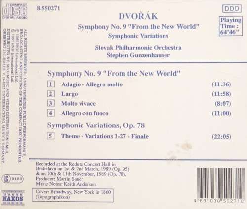 Dvorak: Symphonic Variations & Symphony no. 9 (Gunzenhauser)