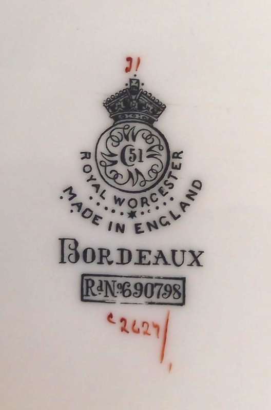 Royal Worcester `Bordeaux` Tea Trio *VERY RARE*