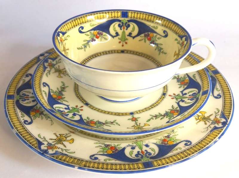 Royal Worcester `Bordeaux` Tea Trio *VERY RARE*