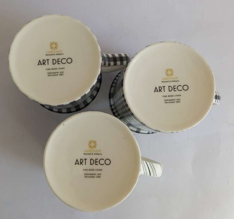 3 x Maxwell and Williams Cashmere `Art Deco` Mugs (job lot)