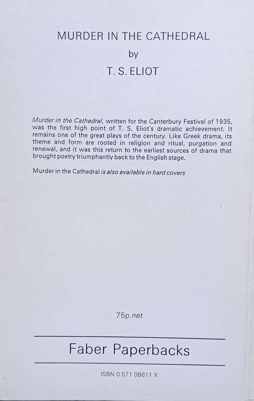 TS Eliot, Murder in the Cathedral