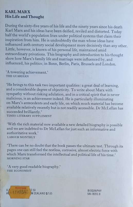 David McLellan, Karl Marx: His Life and Thought