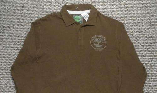 IMPORTED TIMBERLAND Long Sleeve POLO SHIRT Brown, SIZE Medium