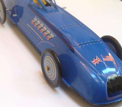 Replica tin toy wind up Racing Car vintage bluebird land speed record