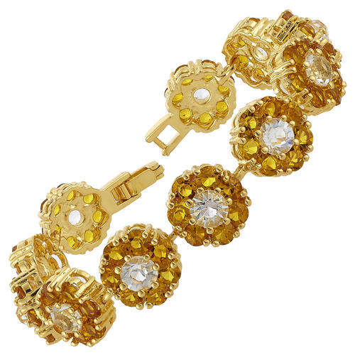 Round Cut Yellow Citrine Tennis 18K Gold Plated Fashion Bracelet