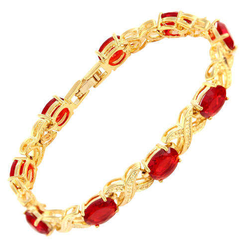 Charming! Red Ruby 18K Yellow Gold Garnet Tennis Bracelet