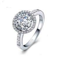 Beautiful, 925 Sterling Silver Halo Sim Diamond Ring - Size 7