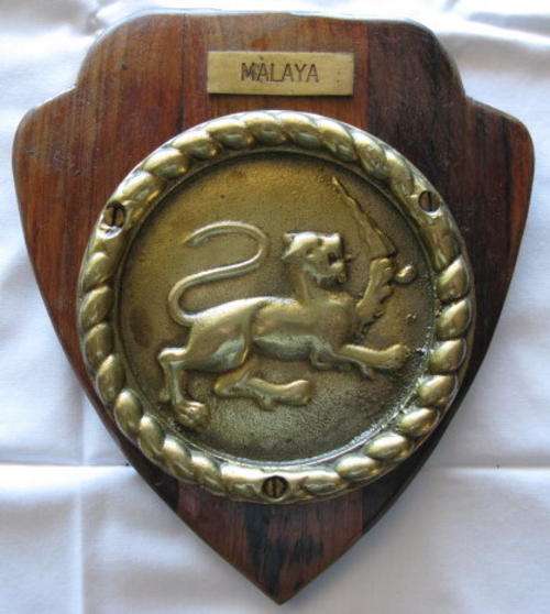 SA NAVY OLD SHIPS PLAQUE FOR MALAYA - A HEAVY BRASS PLAQUE.