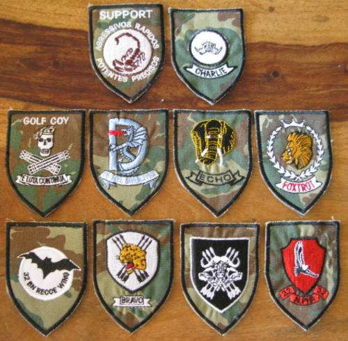 32 BATTALION COMPLETE SET OF COMPANY CLOTH BADGES.  EMBROIDERED.  EXTREMELY RARE FULL SET!!!