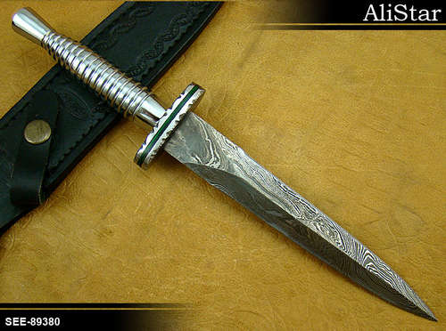 SUPERB HAND MADE ENTIRELY TWISTED DAMASCUS CHROME FAIRBAIRN SYKES-SPECIAL FORCES DAGGER