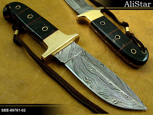 CUSTOM HANDMADE DAMASCUS HUNTING SKINNER KNIFE WITH LEATHER SHEATH