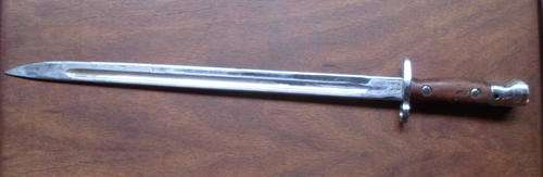 1907 PATTERN CEREMONIAL CHROMED SAP BAYONET-NO SCABBARD TOTAL LENGTH 55CM-STAMPED SAP ON WOODEN GRIP