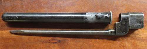 BRITISH NO4 MK 2 BAYONET-STAMPED P.S.K. & MAKERS MARKINGS ON THE OPPOSITE SIDE-SOLD WITH SCABBARD