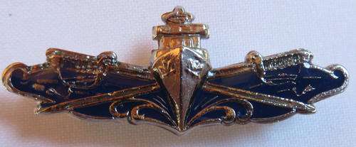 EXECUTIVE OFFICER OF THE SA NAVY SILVER & ENAMEL BREAST BADGE-APPROVED IN 1989-2 PINS-MESS DRESS