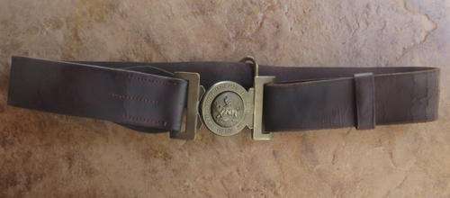 1950'S RHODESIAN BSAP LEATHER BELT & BUCKLE-EXTENDED LENGTH 92CM-GOOD CONDITION