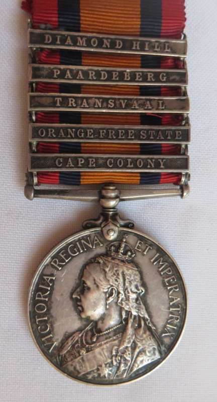 BOER WAR -FULL SIZE QSA MEDAL TO 2916 CPL. W.T. HALTON D.E.O.V.R.(DUKE OF EDINBURGHS OWN VOLUNTEER R
