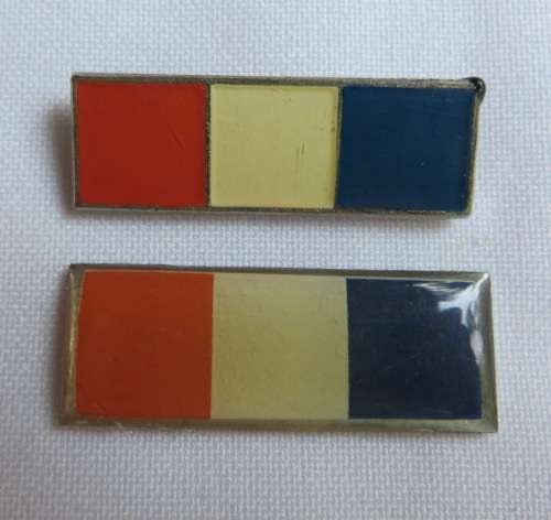 SA ARMOURED CORE BERET BAR-SPECTRUM ORANGE/WHITE/UNION JACK BLUE- 2 VARIATIONS-SOLD TOGETHER- 2 PIN
