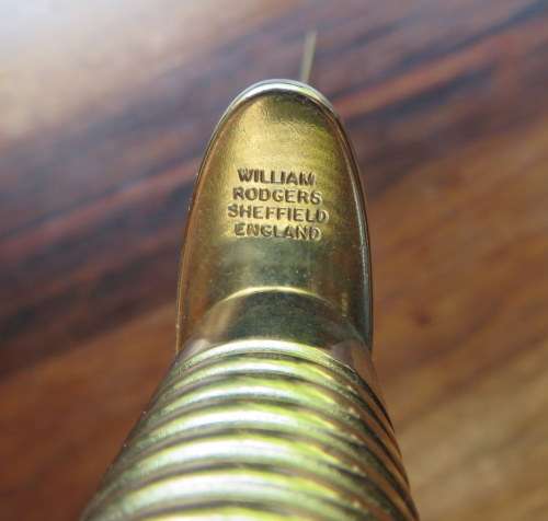 AUTHENTIC FAIRBAIRN SYKES CEREMONIAL GOLD CHROMED COMMANDO KNIFE-DOUBLE EDGED-MAKER STAMPED ON CROSS