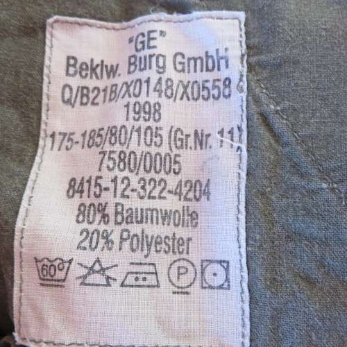 197-99 GERMAN MARQUARDT & SCHULZ PATTERN CAMO TROUSERS-SIZE 36 PIPE LENGTH 65CM