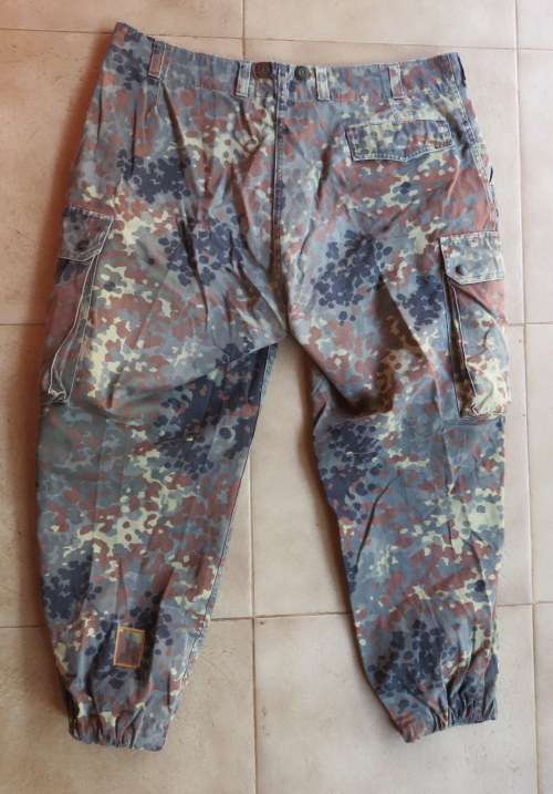 197-99 GERMAN MARQUARDT & SCHULZ PATTERN CAMO TROUSERS-SIZE 36 PIPE LENGTH 65CM