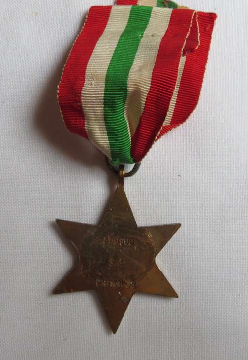 ITALY STAR NAMED TO 589960 S.J. PRINSLOO