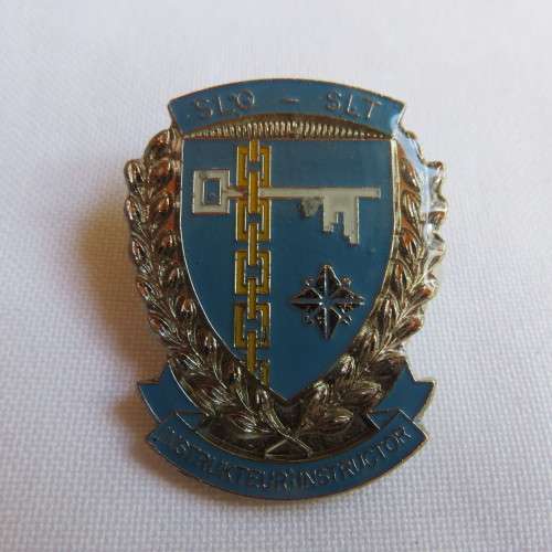 SAAF SCHOOL OF LOGISTIC TRAINING INSTRUCTOR'S BREAST BADGE-WORN POST 1986-2 PINS-SCARCE