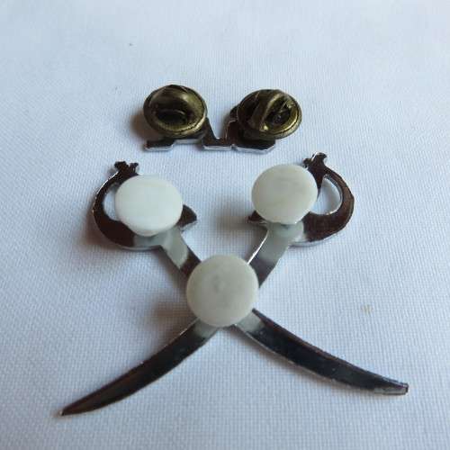 ASSISTANT TRAINING INSTRUCTOR CHROMED PROFICIENCY BADGE WITH ONE TITLE -PINS INTACT