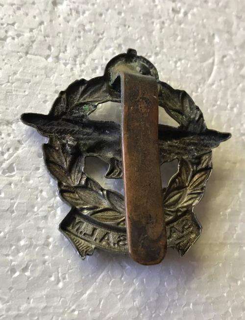 SAAF CAP BADGE-WHITE METAL- LUGS REPLACED WITH SLIDER