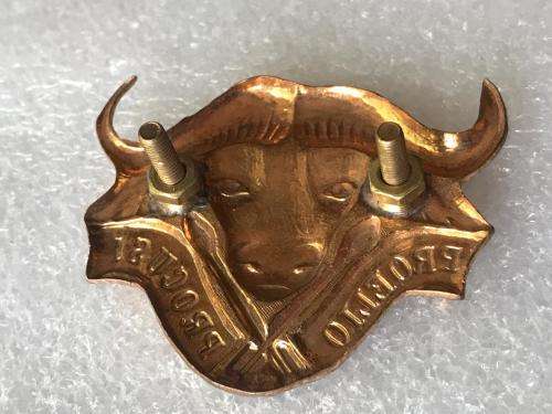 32 BATTALION CAP BADGE IN ENAMEL AND GILT-1ST MANUFACTURE RETURNED AS THEY SHOULD HAVE BEEN CHROMED-