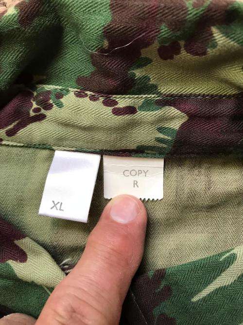 ORIGINAL RECCE COPY ,COPY R PORTUGUESE CAMO SHIRT IN UNUSED CONDITION-SIZE EXTRA LARGE-MEASURES 64 C