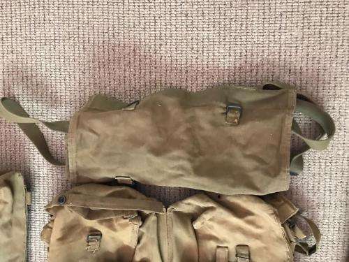RHODESIAN WEBBING,FOLLOWING SOLD TOGETHER-LARGE BACK PACK,BELT,KIDNEY(SKELETON) KIT,GROUNDSHEET COVE