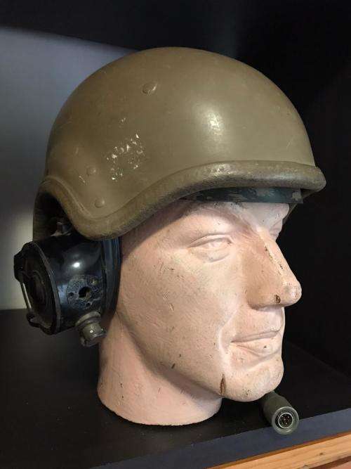 SADF ARMOURED CAR HELMET COMPLETE WITH EAR PHONES-USED ON THE RATEL & OTHER ARMOURED CARS