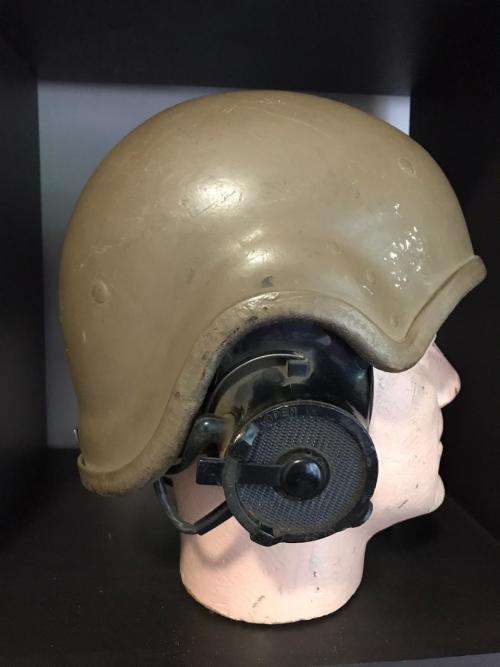 SADF ARMOURED CAR HELMET COMPLETE WITH EAR PHONES-USED ON THE RATEL & OTHER ARMOURED CARS