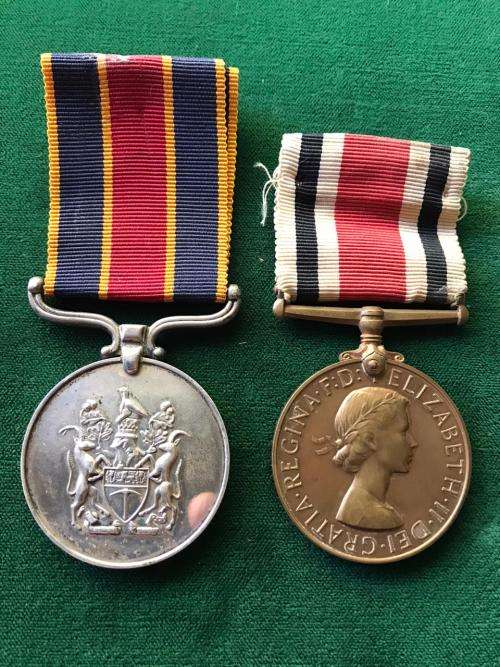 FULL SIZE PAIR -RHODESIAN BSAP RESERVE LONG SERVICE MEDAL NAMED TO 3066G. F/R T.L.TOZER-HE DID SERVI