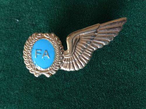 SAAF FLIGHT ATTENDANT MESS DRESS WING IN GOLD- 2 PINS