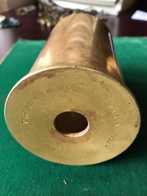 ENGLISH-BRASS ELECTRIC ENGINE STARTER-HEIGHT 13 CM