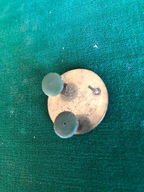 POLICE DIVING UNIT, GOLD AND GREEN LUCITE COVERED BREAST BADGE- 3 PINS