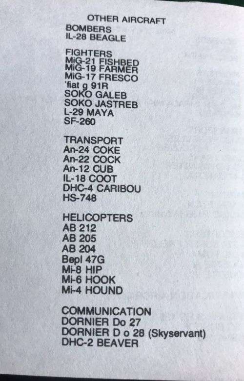 SADF PERIOD- AIRCRAFT RECOGNITION POCKET SIZE HAND BOOK