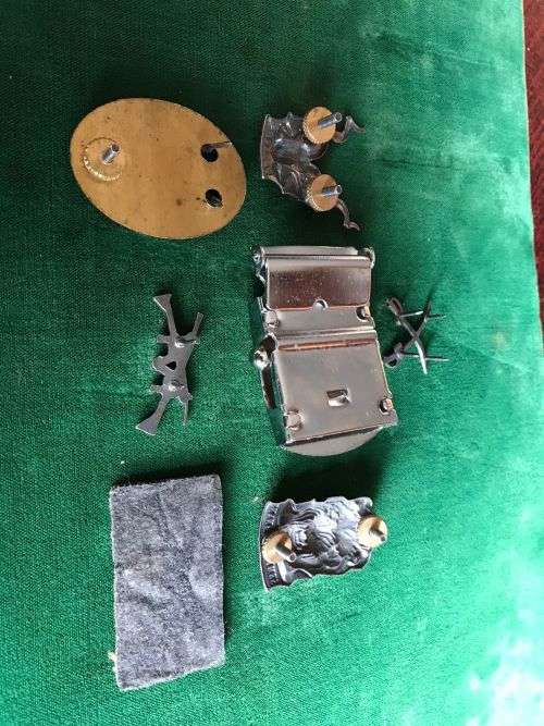 SELECTION OF 6 SWA BADGES AND ONE BELT BUCKLE-ONE OF THE BADGES A SCARCE PT INSTRUCTORS,OXIDISED SIL