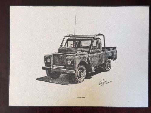 RHODEISA COLIN EYRE PRINT MILITARY VEHICLES OF RHODESIAN BUSH WAR-1980-42,5X30CM-GLUED ON WOOD-ORIGI