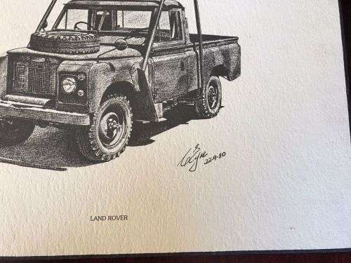 RHODEISA COLIN EYRE PRINT MILITARY VEHICLES OF RHODESIAN BUSH WAR-1980-42,5X30CM-GLUED ON WOOD-ORIGI