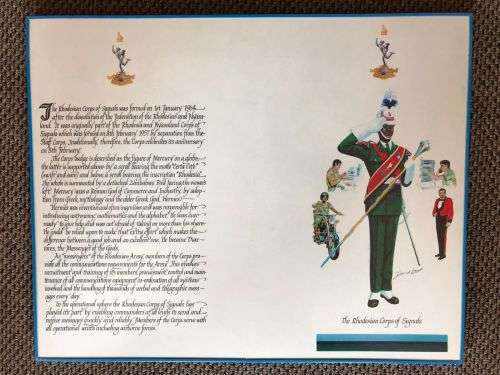 FRAMED PICTURE OF THE RHODESIAN CORPS OF SIGNALS-MEASURES 51X40 CM