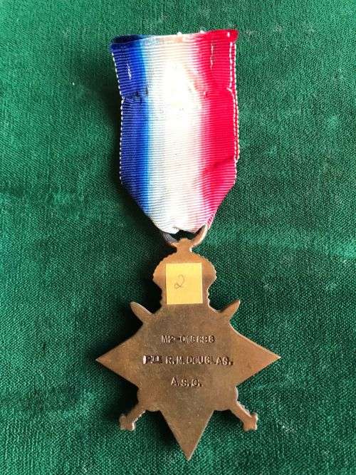 FULL SIZE WW1 STAR NAMED TO MZ-018688 PTE.  R.M. DOUGLAS  A.S.C.